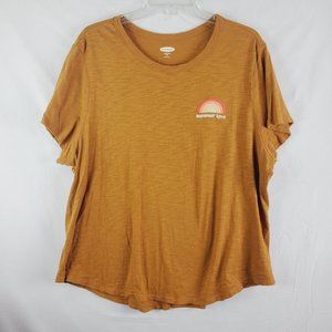 Old Navy Summer Love T Shirt XXL 100% Cotton Embroidered Rainbow